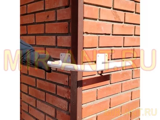 Поручень угол 90гр, наружний, 40х40см "ПоручПро-217108" вылет 16см, серый, 2 опоры, диаметр 32мм