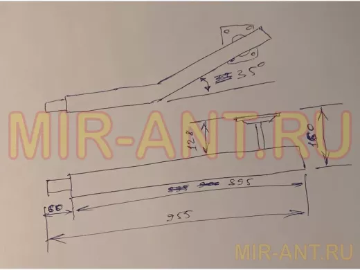 Поручень пристенный, длина  90см вылет 16см, угол 35гр 