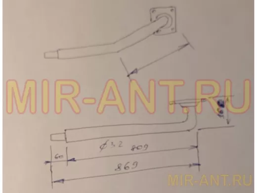 Поручень пристенный, длина  80см вылет 16см, угол 35гр 