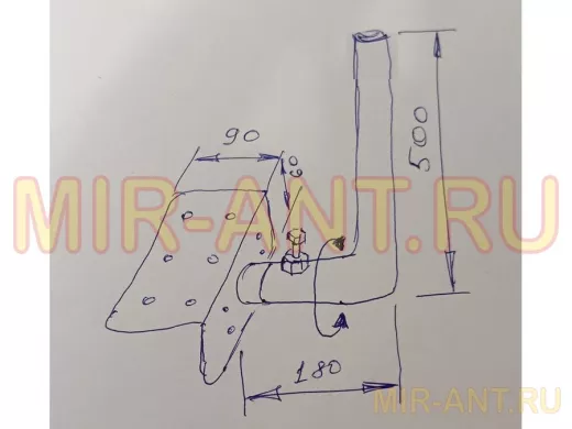 Кронштейн антенный на торец крыши, поворотный, вверх 50 см, 9х15см "ТОРЕЦКРЕП-217488" черный, 32мм