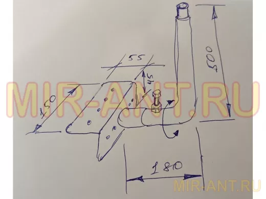 Кронштейн антенный на торец крыши, поворотный, вверх 50 см, обжат, 5х15см "ТОРЕЦКРЕП-217489" серый