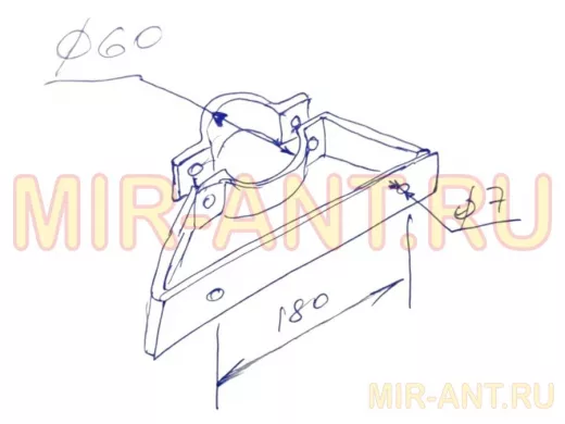 "ПрожеКреп-217831" кронштейн для прожектора на трубу, мачту диаметром 60мм, шаг 18см, сталь, серый