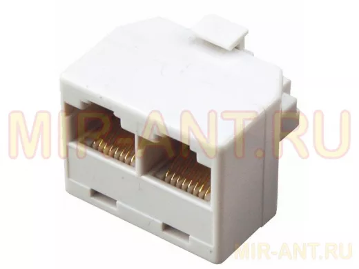 Компьютерный двойник RJ-45(8P-8C) (штекер - 2 гнезда)  REXANT
