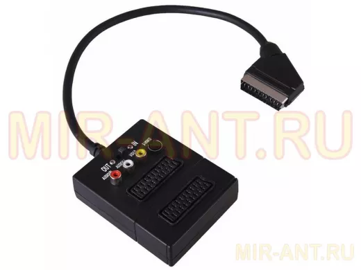 Переходник SCART-2 гнезда SCART+3 гнезда RCA+гнезда S-видео (с переключателем) REXANT