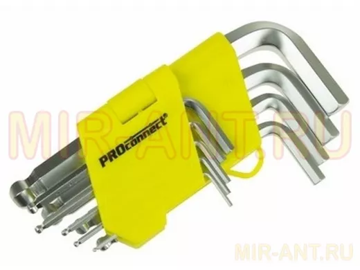 Набор шестигранников 9 предметов 1,5-10 мм с шаром HEX