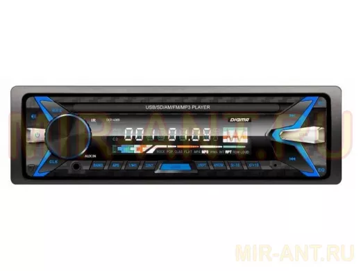 Автомагнитола Digma DCR-400R 1DIN 4*45Вт (USB/AUX/SD/эквалайзер/цв.дисплей)