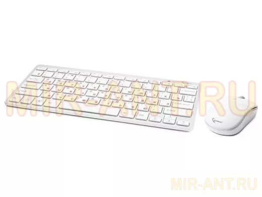 Беспроводной комплект клавиатура+мышь Gembird KBS-7001, 2.4ГГц, серебристый/белый