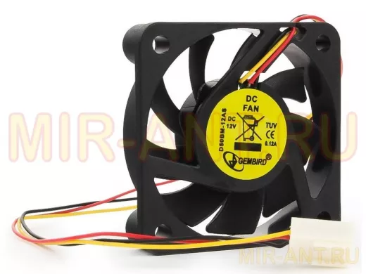 Вентилятор  +12В;   50х50х10мм;   Gembird D50BM-12AS, подшипник, 3 pin, провод 25 см D50BM-12AS