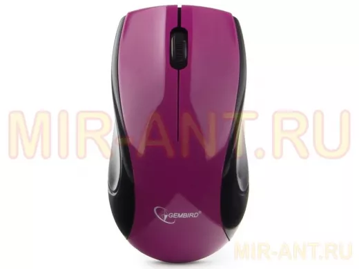 Мышь беспроводная Gembird MUSW-320-P, 2.4ГГц, фиолетовый, 2 кнопки+колесо-кнопка, 1000 DPI, батарейк