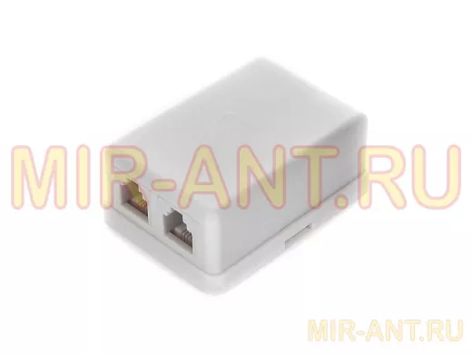 Розетка телефонная TA-102 RJ-11 (6P4C) внешняя 2 порта, белая TA-102