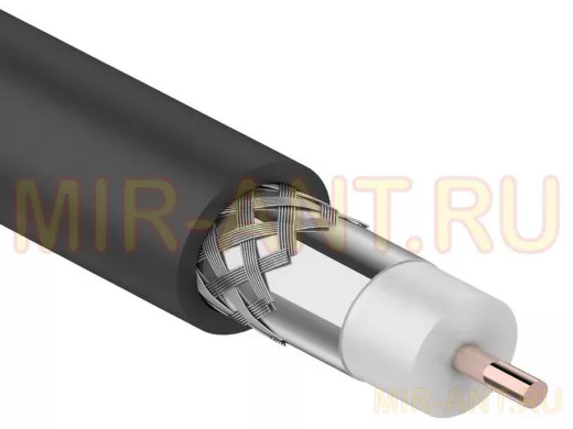 RG-11U (75 Ом), CCS/Al/Al 83 % кабель коаксиальный 75 Ом, (бухта 305 м) черный (OUTDOOR) REXANT