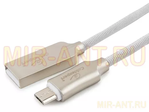 Кабель микро USB (AM/microBM)  1.0 м Cablexpert CC-P-mUSB02W  USB 2.0 , серия Platinum, белый