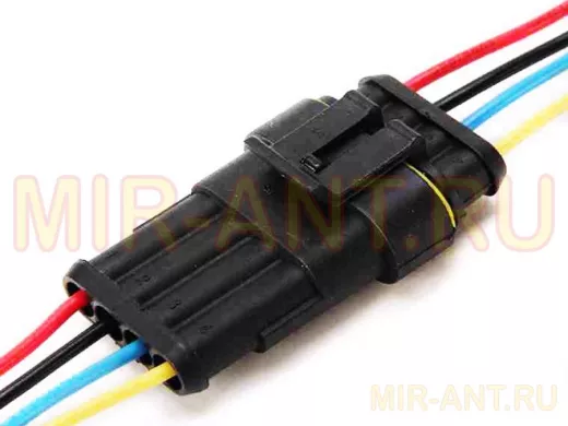 Водонепроницаемый разъем 4Р.1,5 с проводами 60 мм.