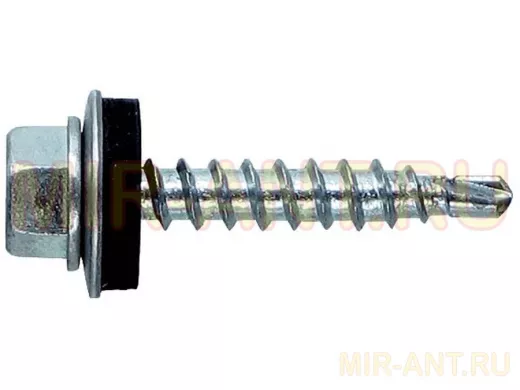 Саморезы 4,8х76 кровельные, сверло, цинк, с шайбой в упаковке 1000шт, вес 1шт 9,5г, цена за 1