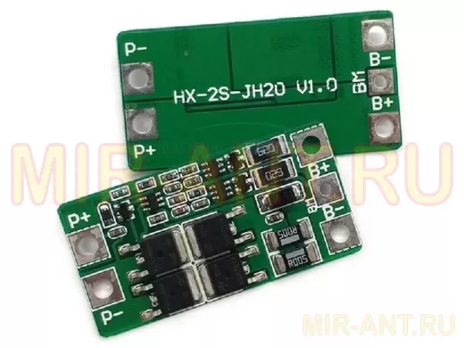 Контроллёр зар.-разр. для LifePO4 батарей, 2 ячейки, до 20А. С балансировкой HX-2S-JH19