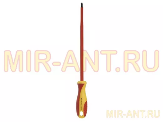 Отвертка диэлектрическая крестовая PH2x175, до 1000В, VDE, прорез.ручка, серт. испыт.