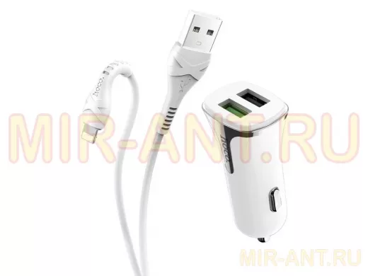Зарядное устройство с USB  Hoco, Z31 Белый iOS Lightning (QC3.0,5V)