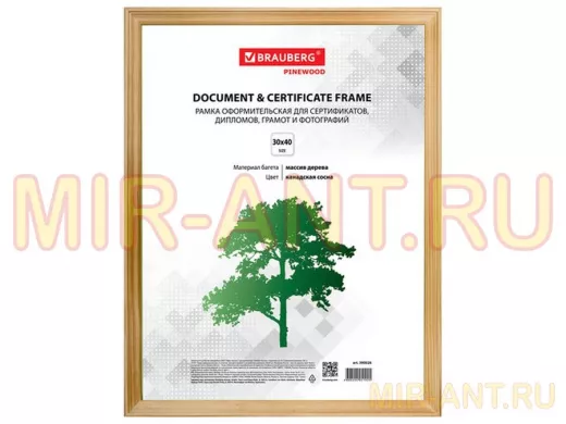 Рамка 30*40см, дерево, багет 18 мм, "BR-71960" HIT, канадская сосна, стекло