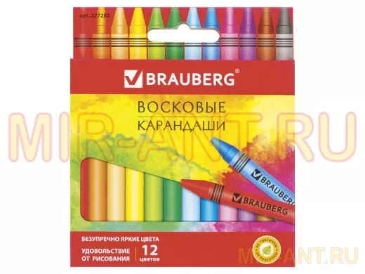 Восковые карандаши "BR-74224" "АКАДЕМИЯ", НАБОР 12 цв.