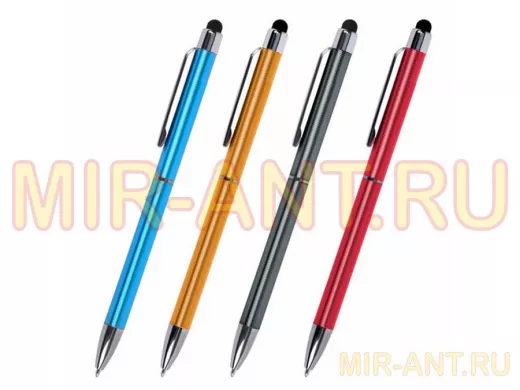 Ручка-стилус для смартфонов/планшетов "BR-75192", СИНЯЯ, корп.ассорти, серебр.детали, линия 1мм