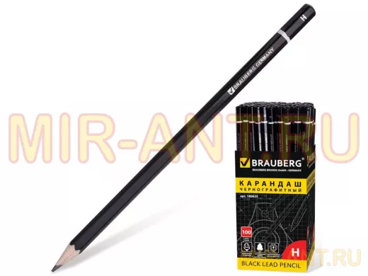 Карандаш чернографитный "BR-75496"  1шт., "Touch line", Н, без резинки, корпус черный, заточен