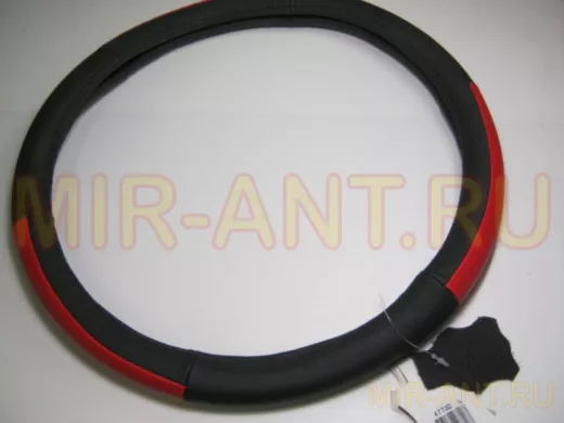 Оплетка на руль 40 см. L 4773D кожа черная+красная кожа вставка сверху 