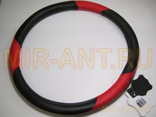 Оплетка на руль 40 см. L 9731A кожа черная+красная кожа 