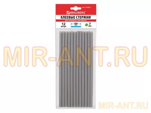 Клеевые стержни, диаметр  7,0мм, длина 200мм, серебристые,КОМПЛЕКТ 12 шт 