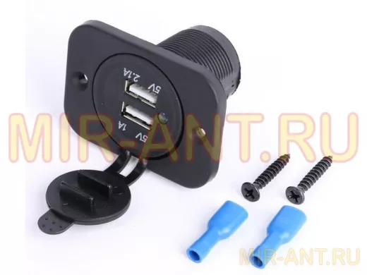 Автомобильный 2*USB порт с пылезащитой