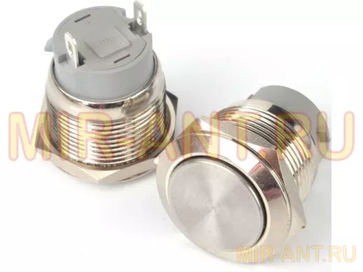 Кнопка с фиксациией, металл 19мм.