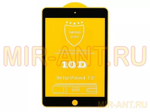 Защитное стекло для планшета, App iPad mini 4/5, Full GC, тех.пак, чёрное