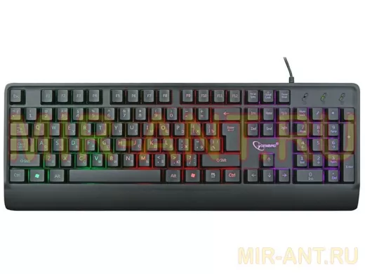 Клавиатура проводная Gembird KB-220L, USB,черный,104 клавиши,подсветка Rainbow,кабель 1.5м
