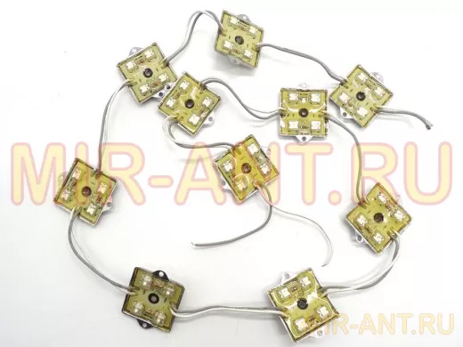 LED модуль 37x37x5мм, 4 светодиода piranha с линзой 120,  RGB (141-329) (цена за 1модуль)